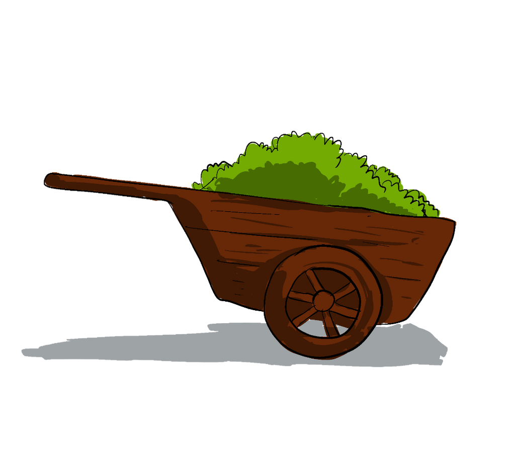 wooden cart filled with plucked tea leaves
